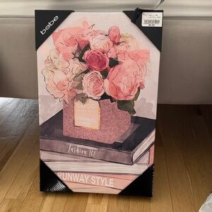 Bebe Pink and Cream Floral Canvas Art